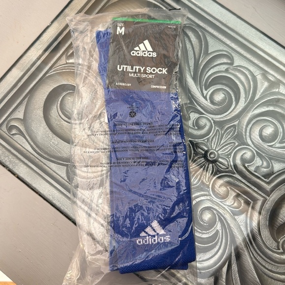 adidas blue medium Unisex-Adult Utility All Sport Over the Calf Socks one pair - Picture 2 of 4